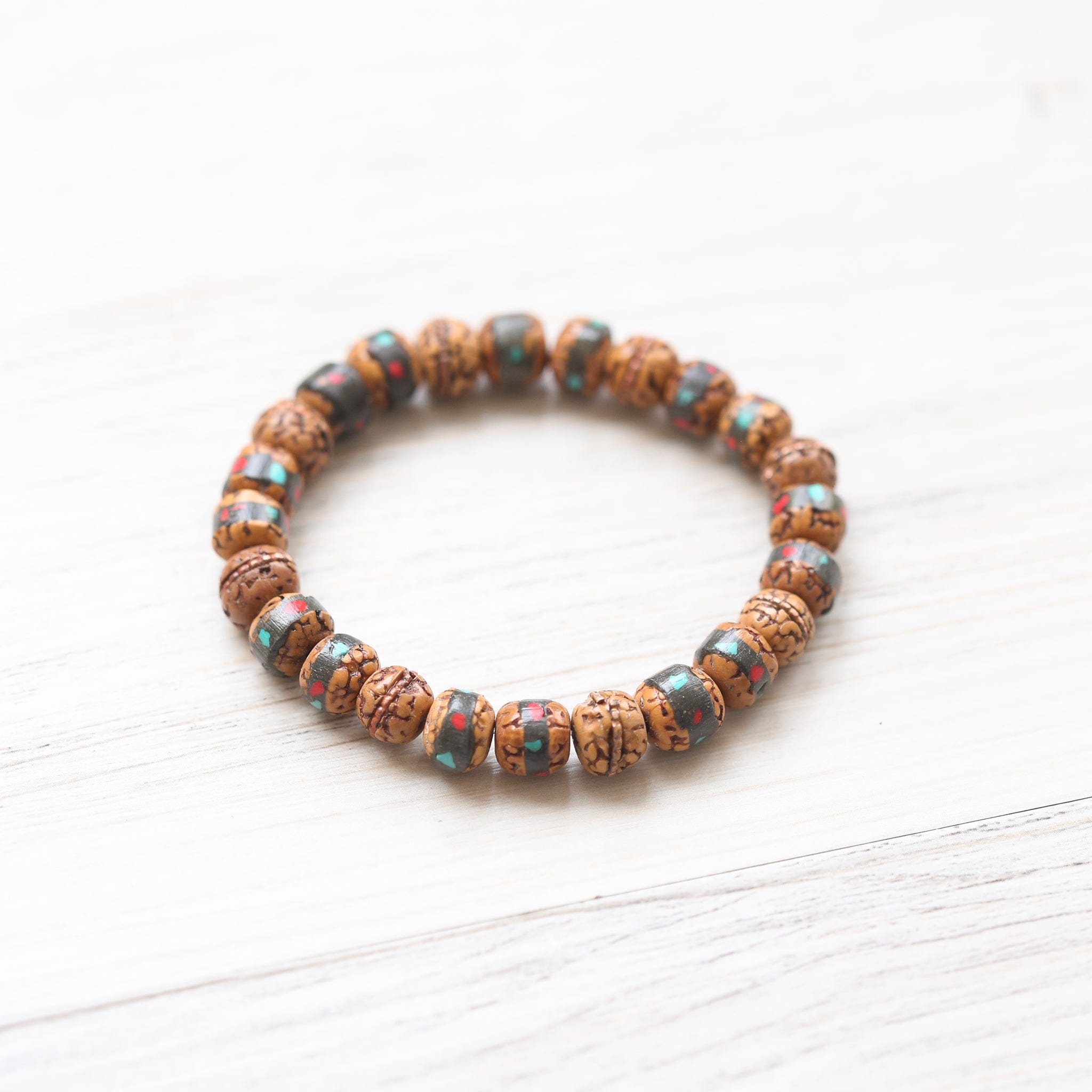 Mala Beads Art & Heritage Inlaid Rudraksha Bracelet