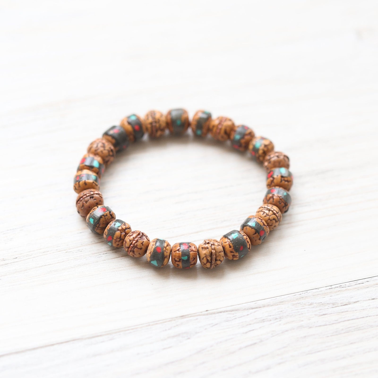 Mala Beads Art & Heritage Inlaid Rudraksha Bracelet