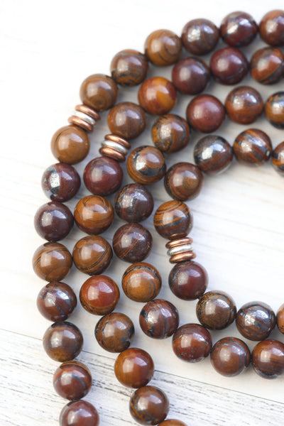 Mala Beads Copper & Stone Thai Amulet Mala ML966