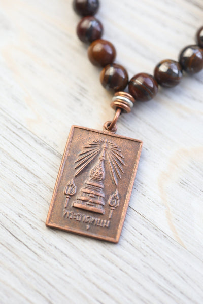 Mala Beads Copper & Stone Thai Amulet Mala ML966