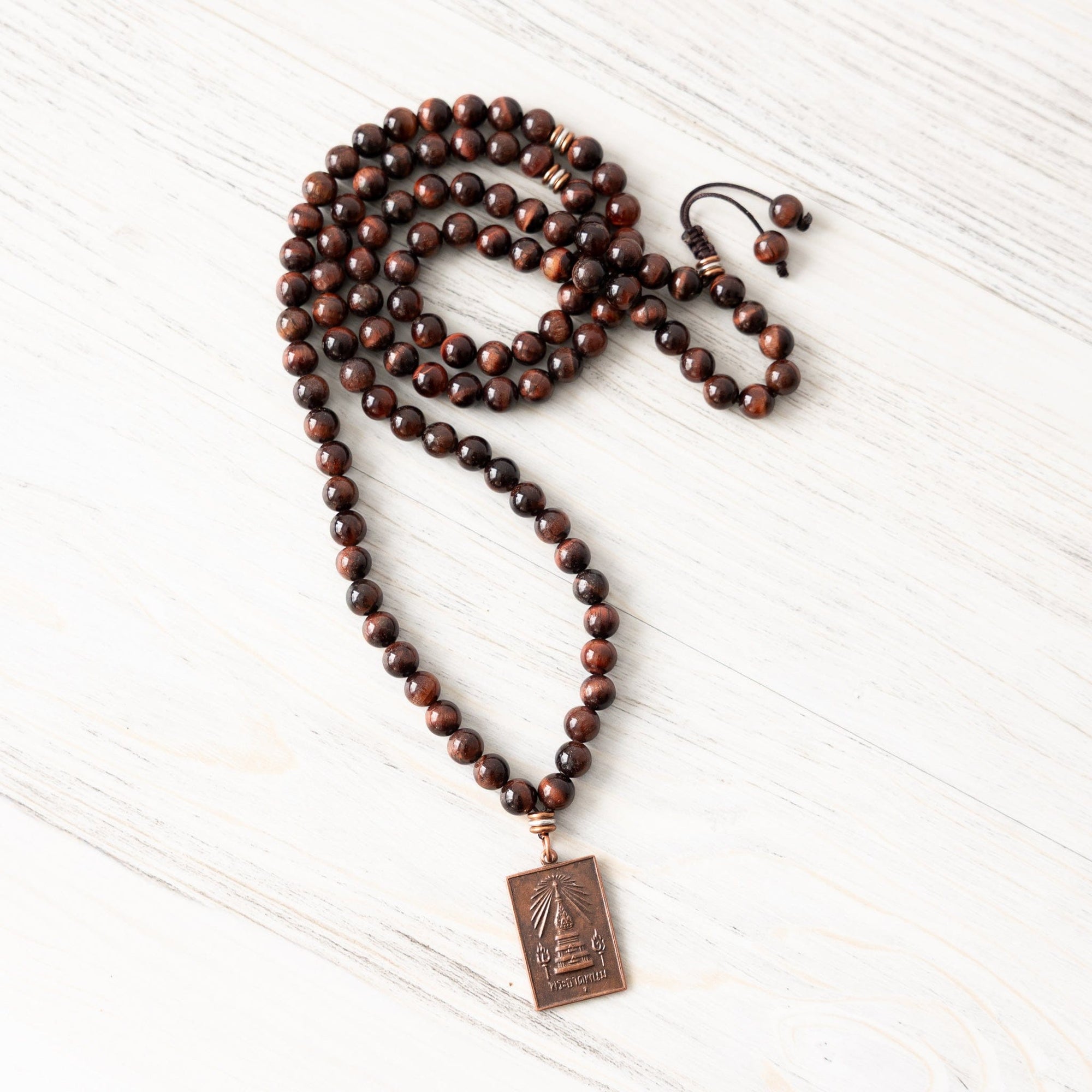 Copper Amulet Copper & Stone Thai Amulet Mala - DharmaShop