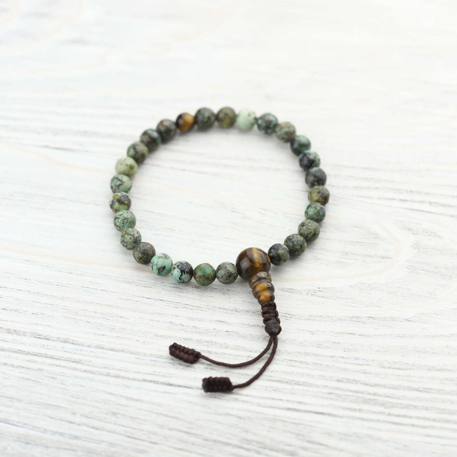 Mala Beads Copy of Inner Journey African Turquoise and Tiger Eye Wrist Mala