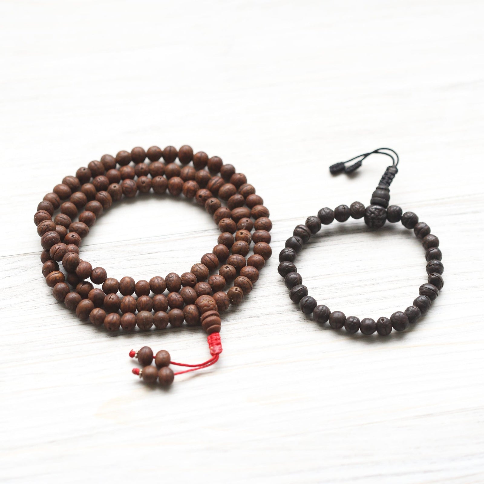 Mala Beads Dark Raktu Prayer Mala & Bracelet Set