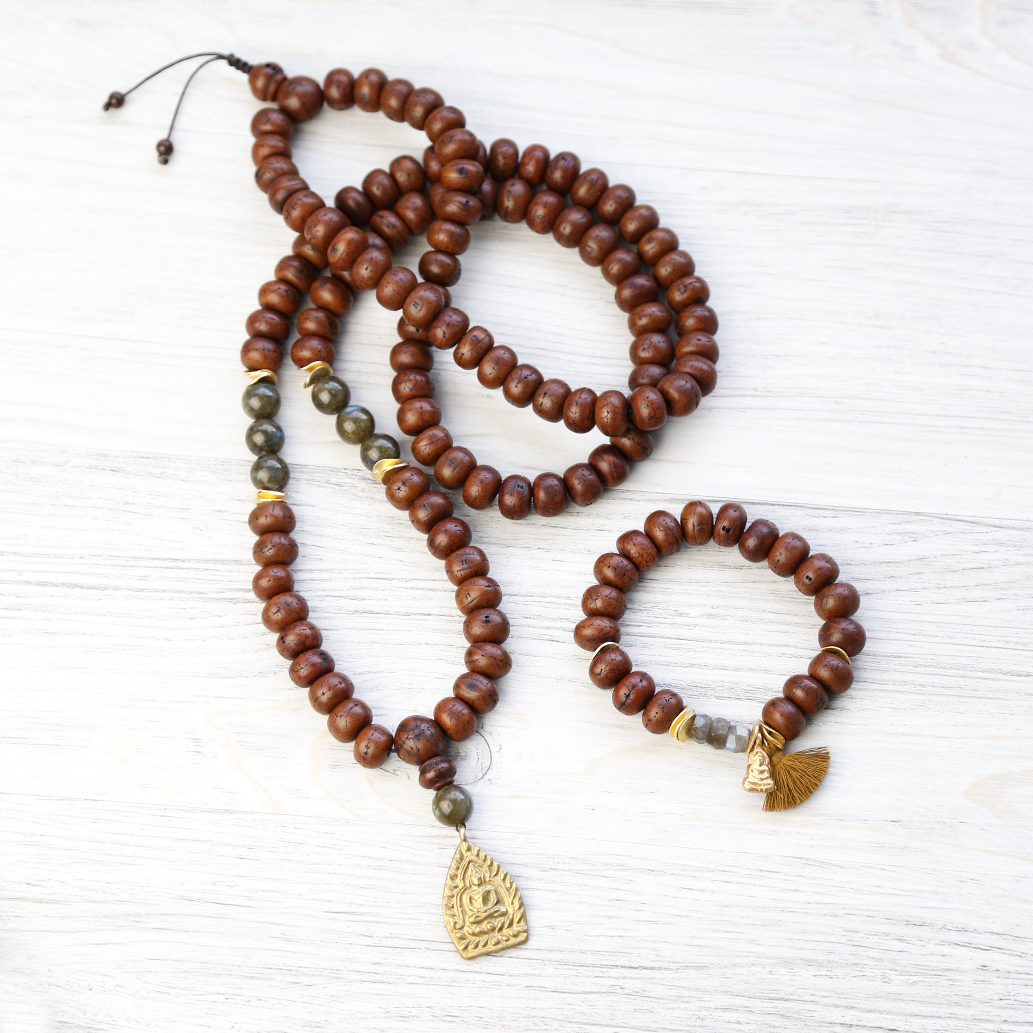 Mala Beads Energizing Bodhi Seed Mala & Bracelet Set