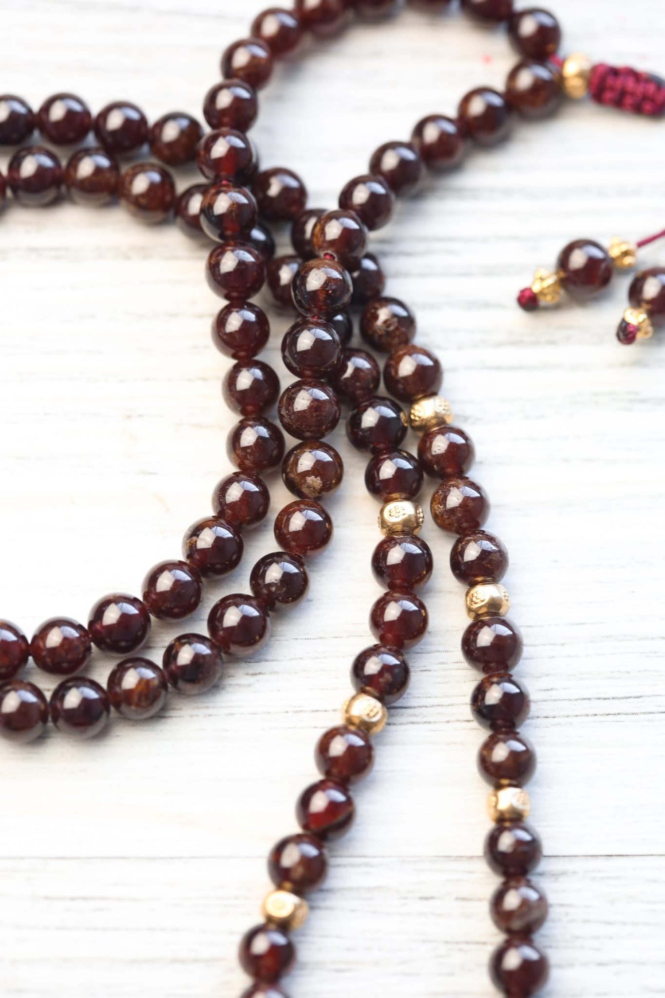 Mala Beads Garnet Devotion Tibetan Gau Mala ML984