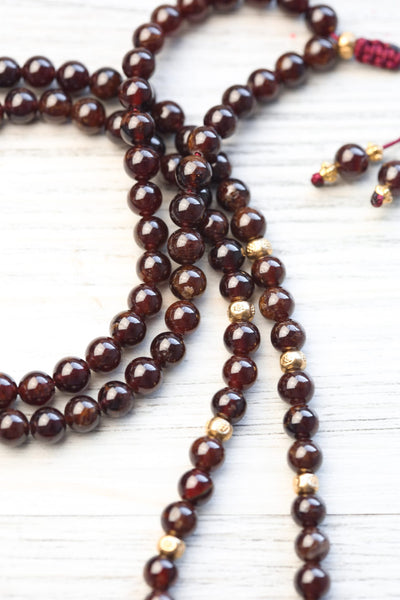 Mala Beads Garnet Devotion Tibetan Gau Mala ML984