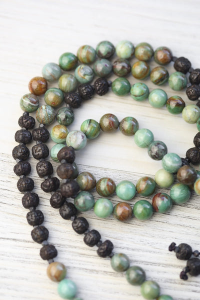 Mala Beads Himalayan Turquoise & Rudraksha Mala ML975