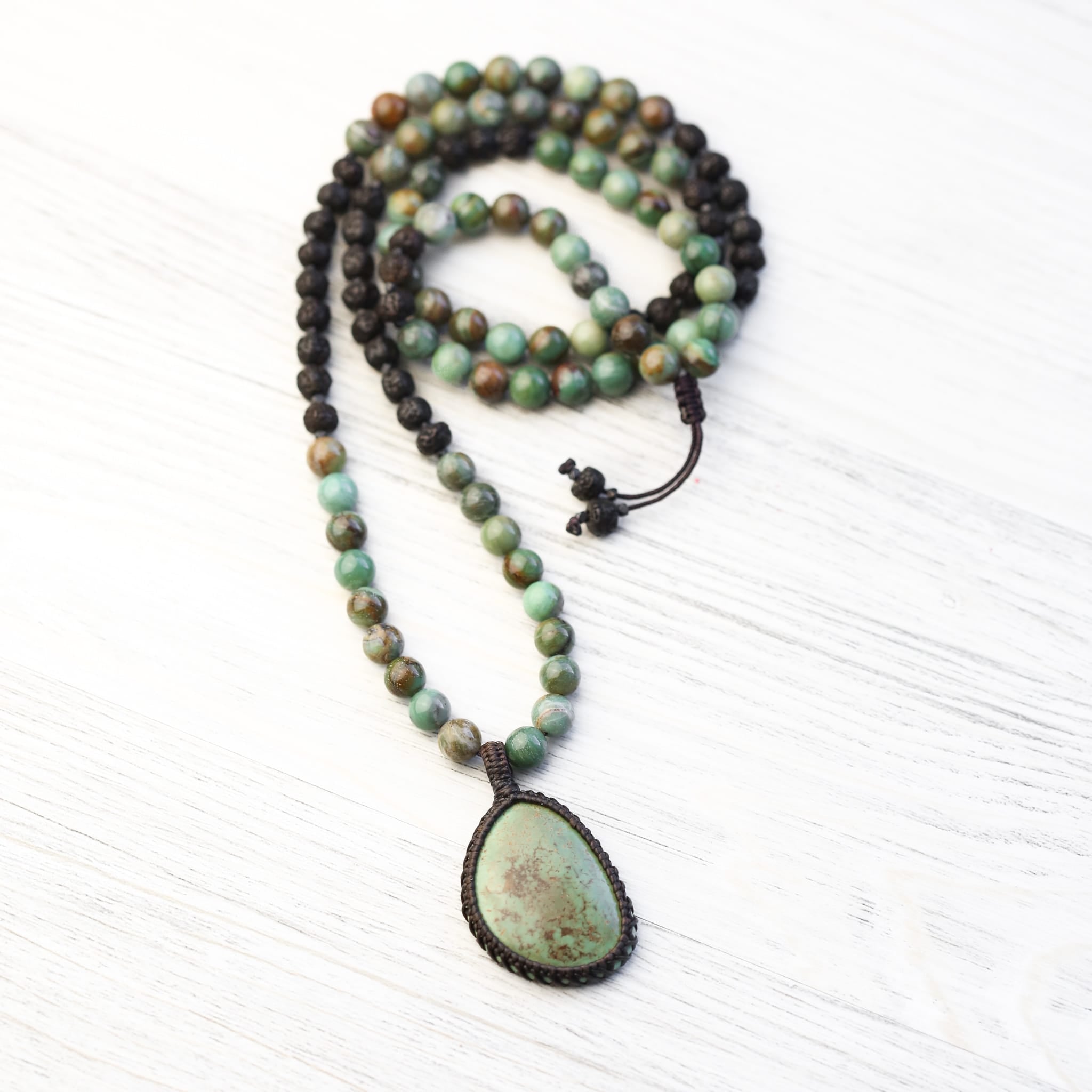 Mala Beads Himalayan Turquoise & Rudraksha Mala ML975