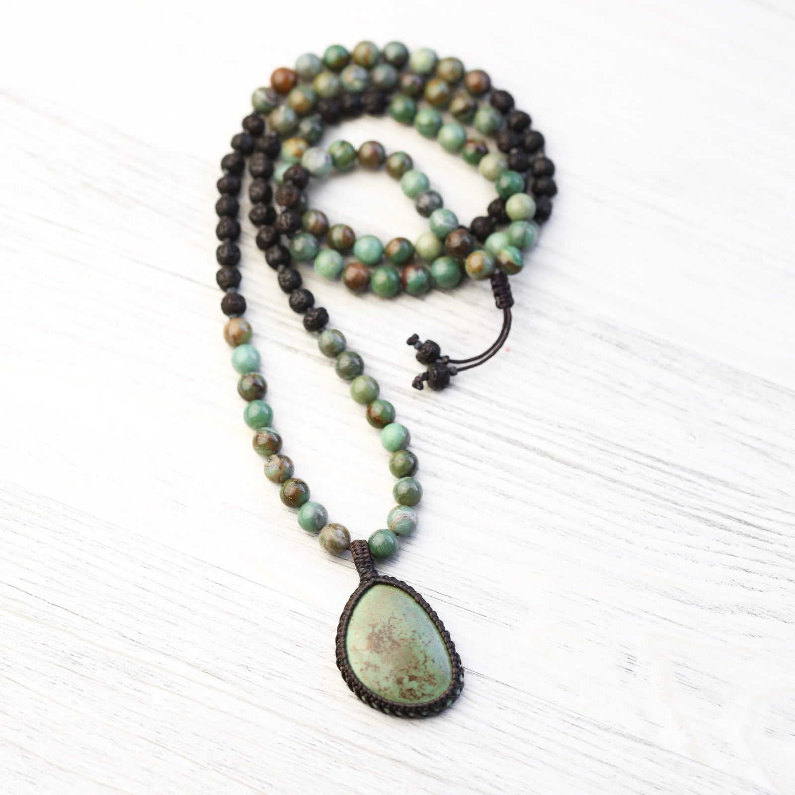 Mala Beads Himalayan Turquoise & Rudraksha Mala ML975