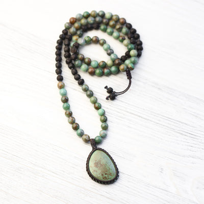 Mala Beads Himalayan Turquoise & Rudraksha Mala ML975