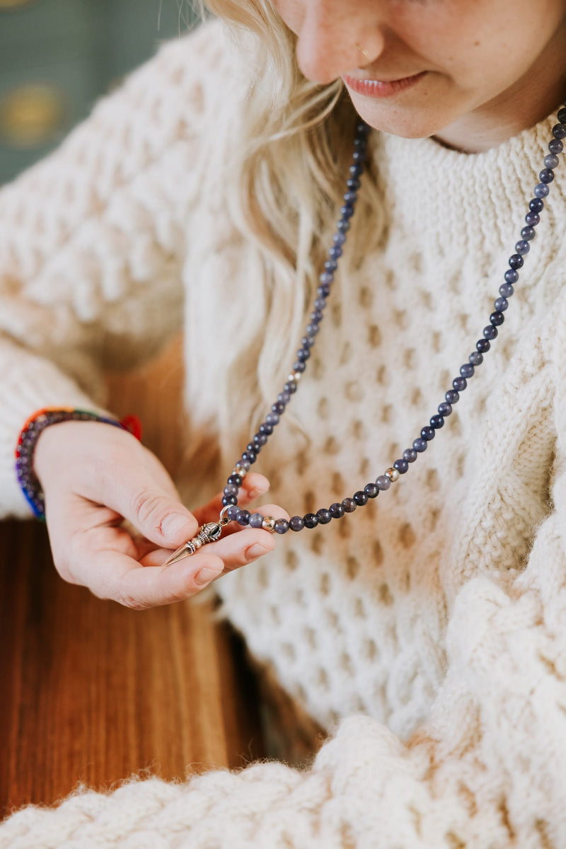 Mala Beads Iolite Phurba Protection Mala ML977