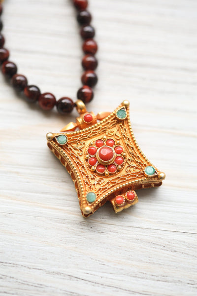 Mala Beads Sacred Jewel Gau Locket Mala ML967