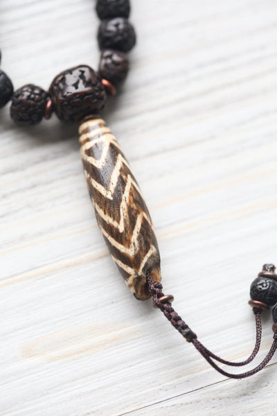 Mala Beads Sacred Rudraksha & Antique Pumtek Mala ML937