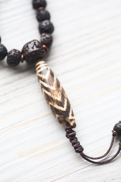 Mala Beads Sacred Rudraksha & Antique Pumtek Mala ML937