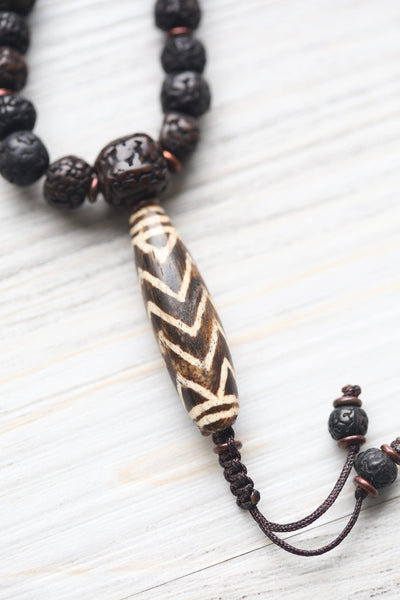 Mala Beads Sacred Rudraksha & Antique Pumtek Mala ML937