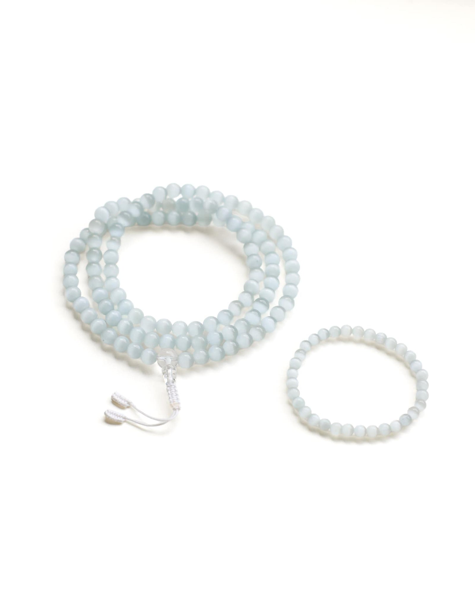 Mala Beads Selenite Inner Light Mala & Bracelet Set