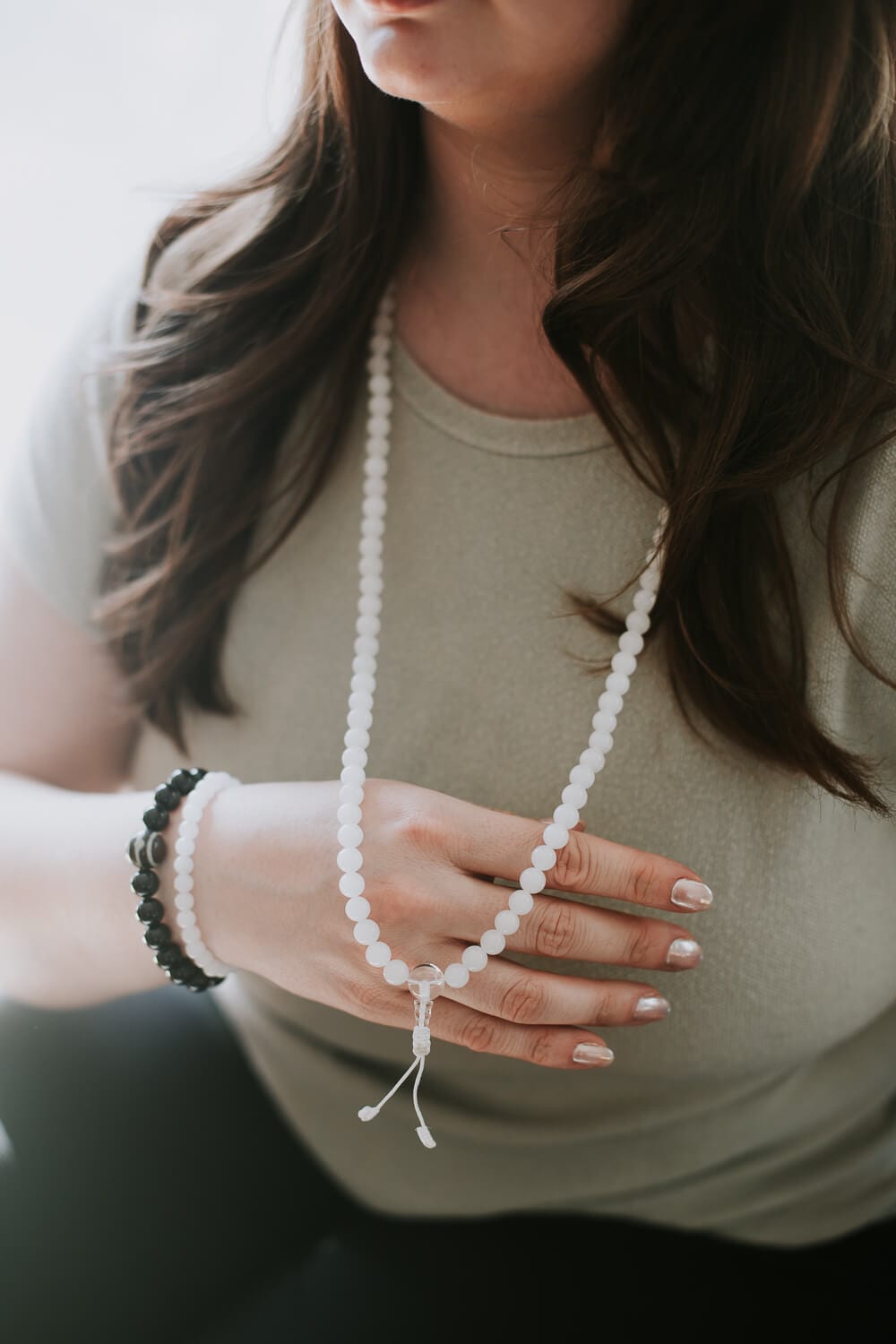 Mala Beads Selenite Inner Light Mala & Bracelet Set SET036