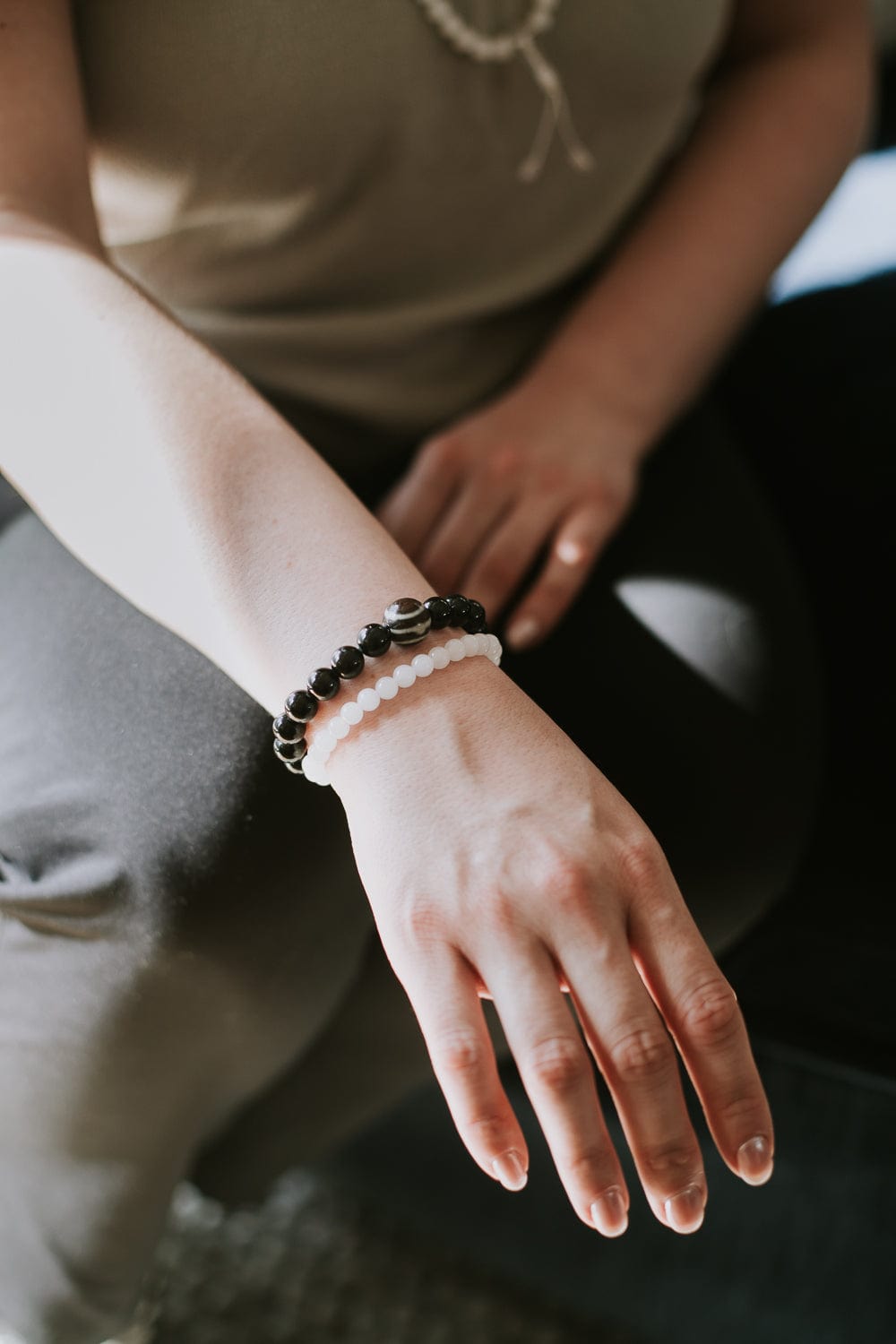 Mala Beads Selenite Inner Light Mala & Bracelet Set SET036