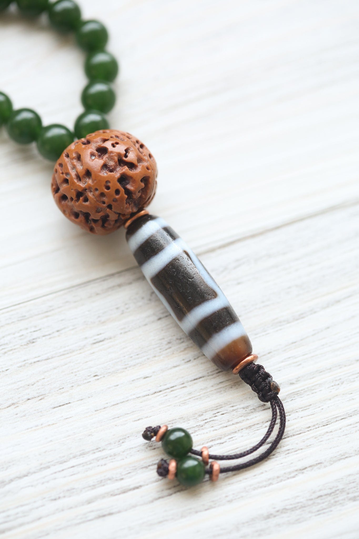 Mala Beads Sky Door Dzi Heart Chakra Jade Mala ML921