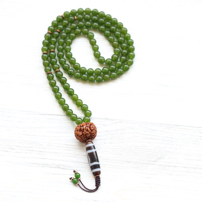 Mala Beads Sky Door Dzi Heart Chakra Jade Mala ML921