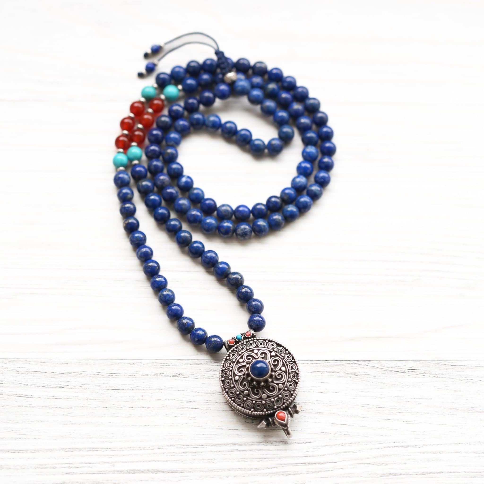 Mala Beads Tibetan Lapis Gau Locket Mala ML972