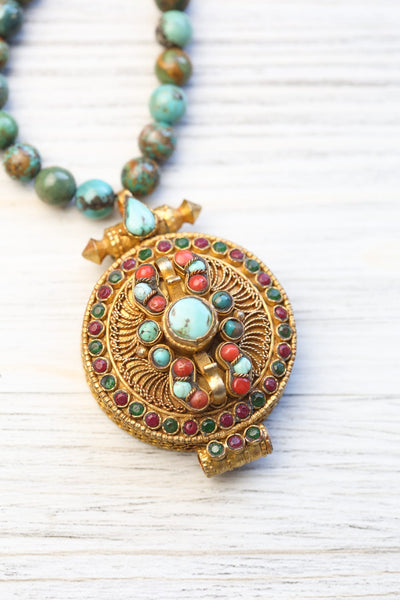 Mala Beads Turquoise Treasures Tibetan Gau Mala ML982