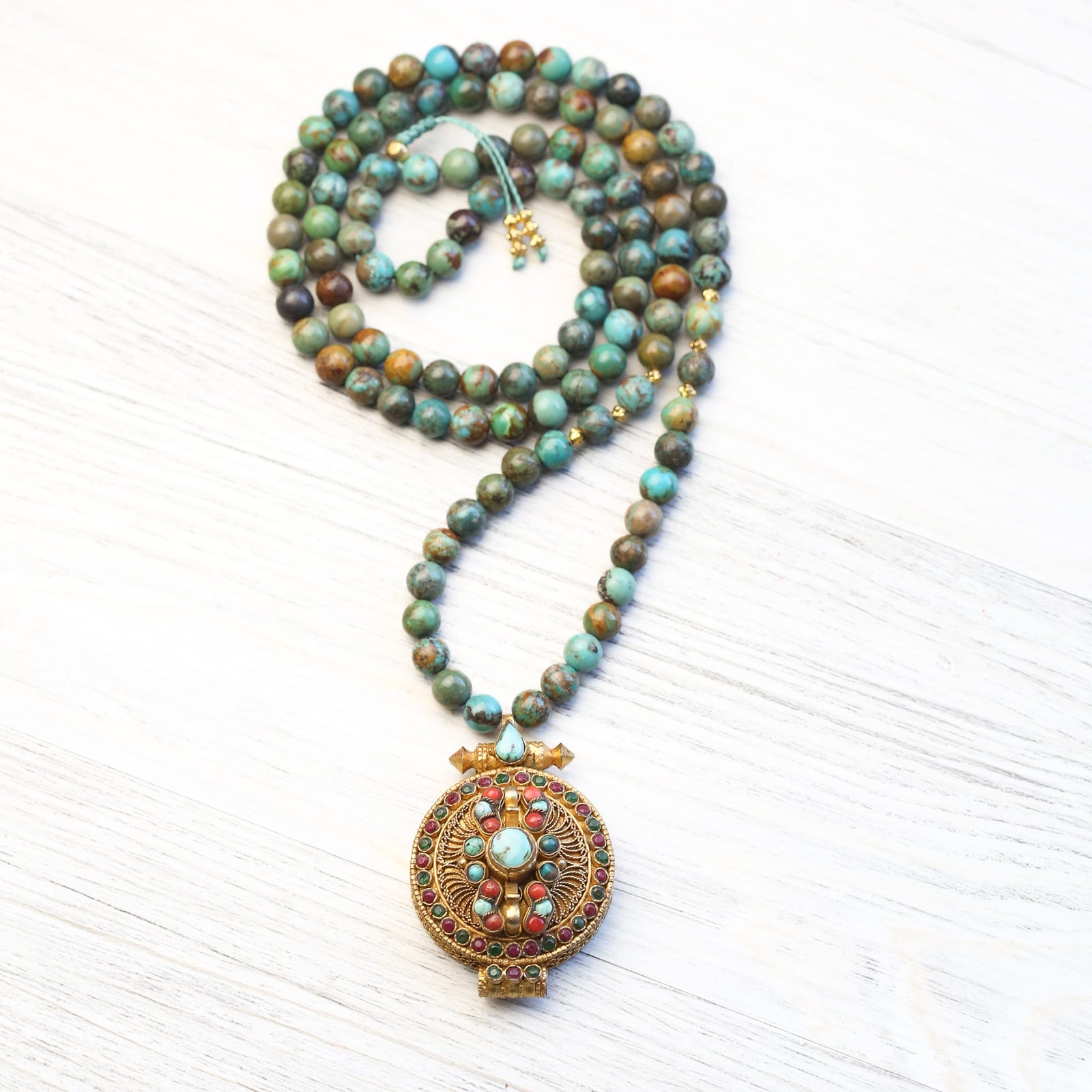 Mala Beads Turquoise Treasures Tibetan Gau Mala ML982