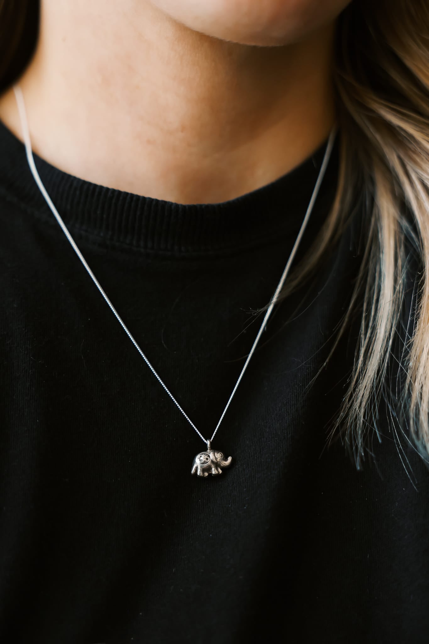 Necklaces Elephant & Om Strength Necklace Everyday Symbol Necklace JN860.elephant