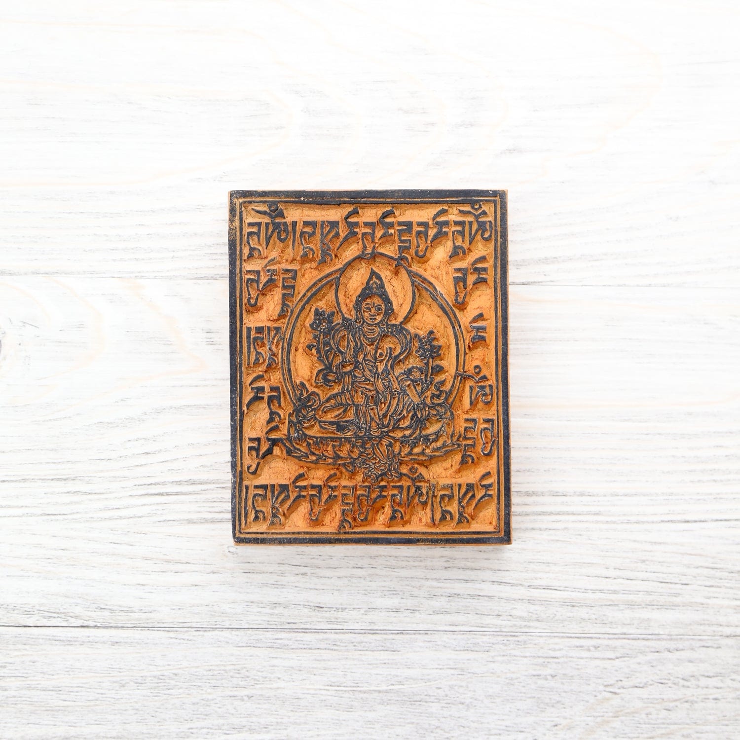 Prayer Flags Green Tara - Medium (4x4") Himalayan Wood Printing Blocks PF165.MD