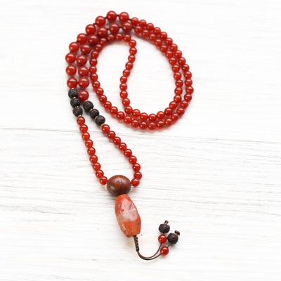 Sacred Fire Blood Lotus Carnelian Mala ML973