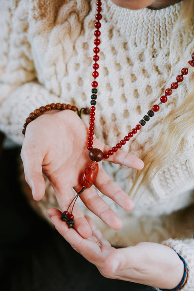 Sacred Fire Blood Lotus Carnelian Mala ML973