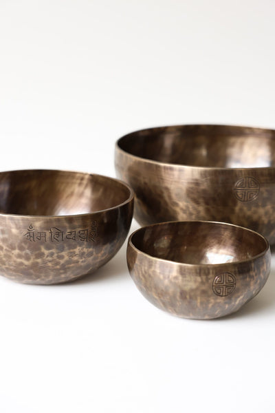 Singing Bowls Fire Horse Moon Bowl Set of 3 - Courage & Compassion moonbowl1082