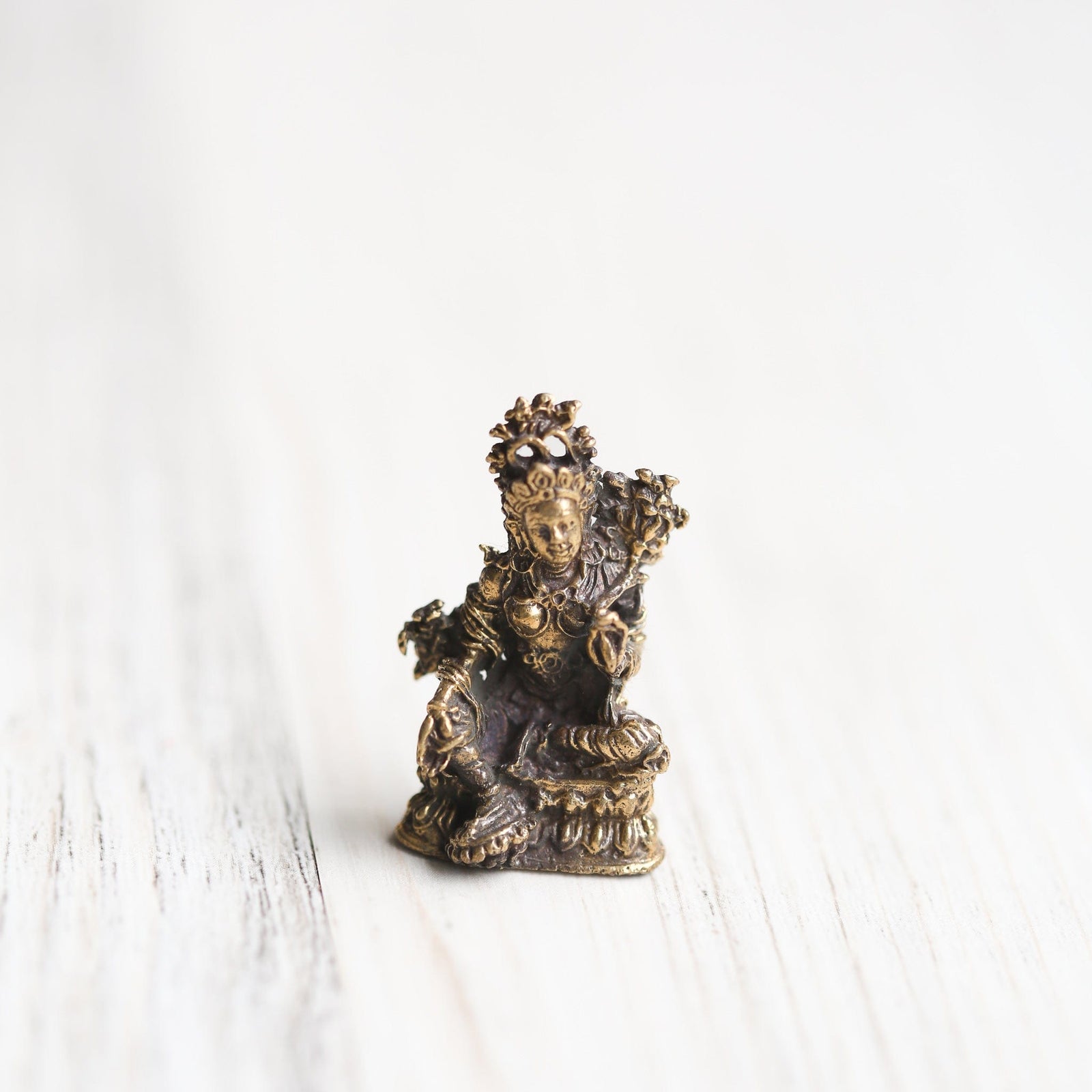 Statues Mini Brass Green Tara Statue ST308