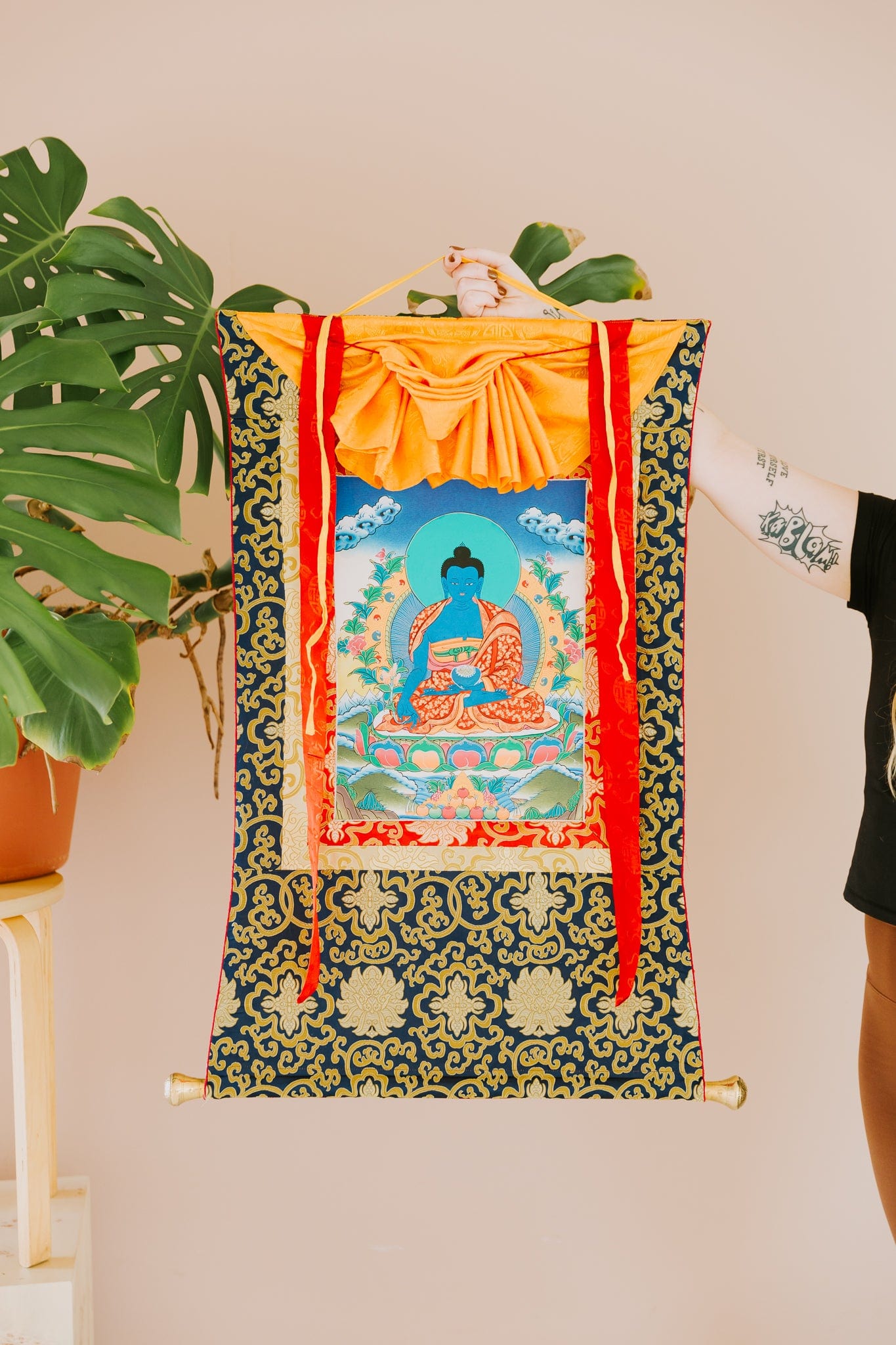 Thangkas Meditating Medicine Buddha Framed Thangka TH177