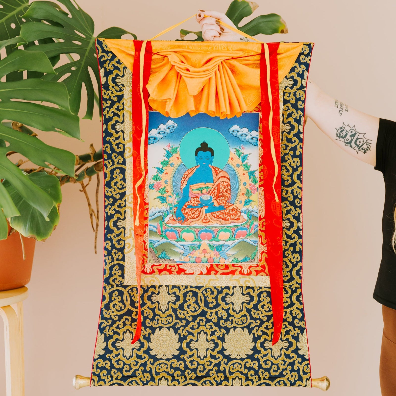 Thangkas Meditating Medicine Buddha Framed Thangka TH177