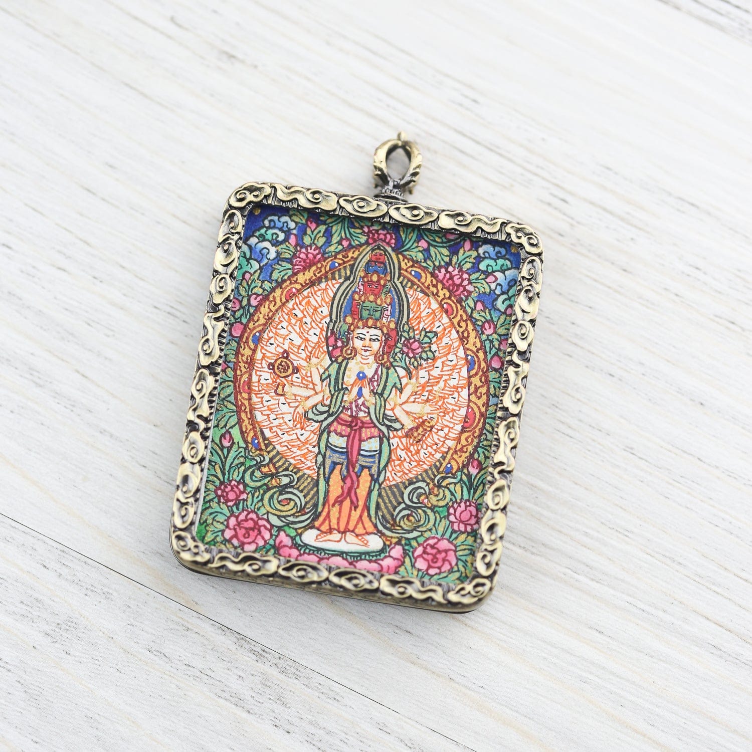 Thangkas Mini Thangka Amulet - Avalokiteshvara Compassion TH214