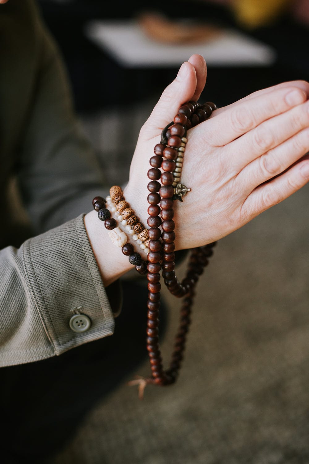 Wrist Malas Anchor & Bloom - Lotus & Rudraksha Bracelet