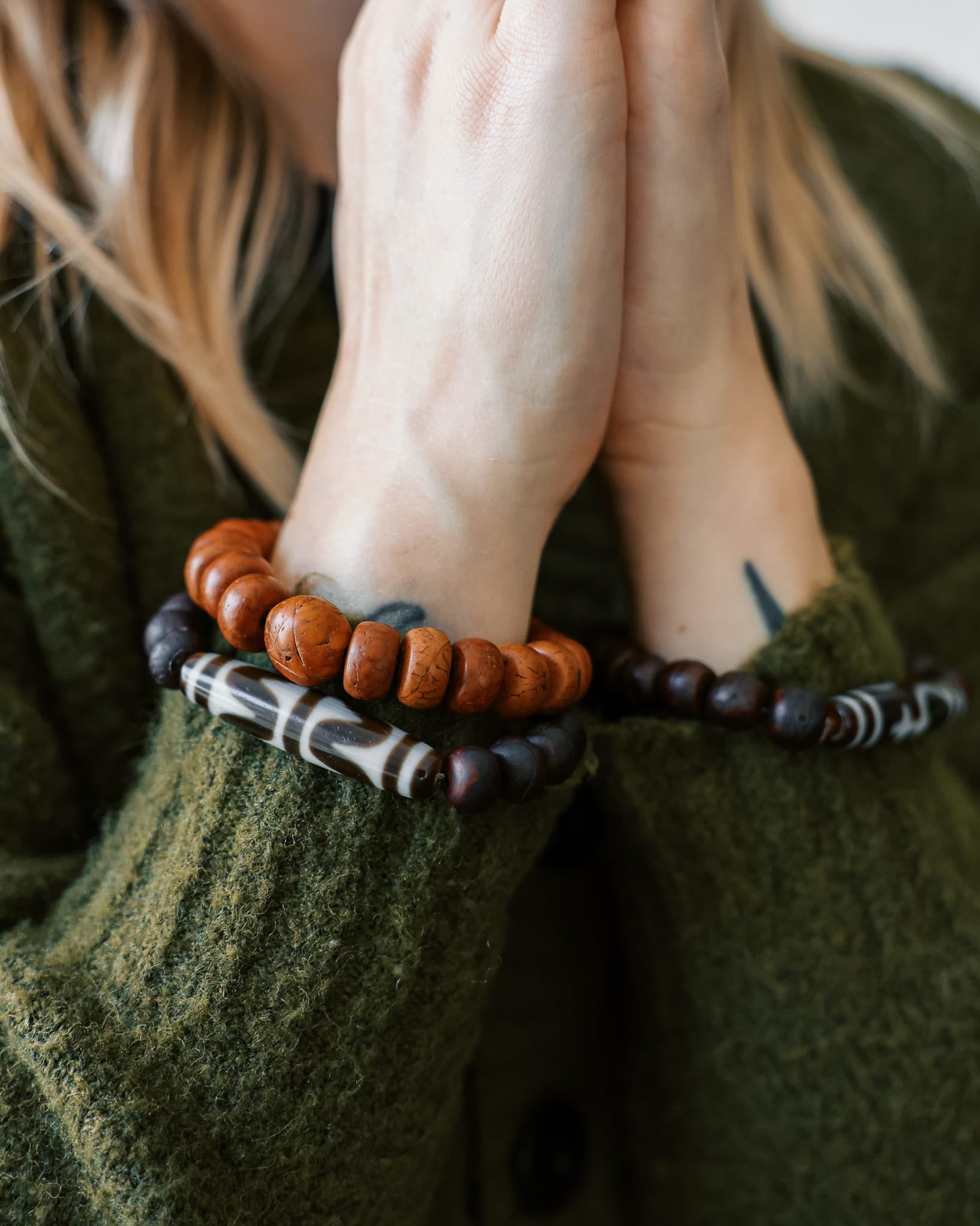 Wrist Malas Antique Bodhi Dzi Bracelet