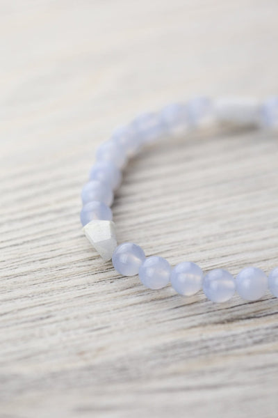 Wrist Malas Blue Lace Agate & Moonstone Stillness Mala Bracelet WM670