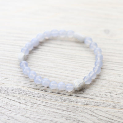 Wrist Malas Blue Lace Agate & Moonstone Stillness Mala Bracelet WM670
