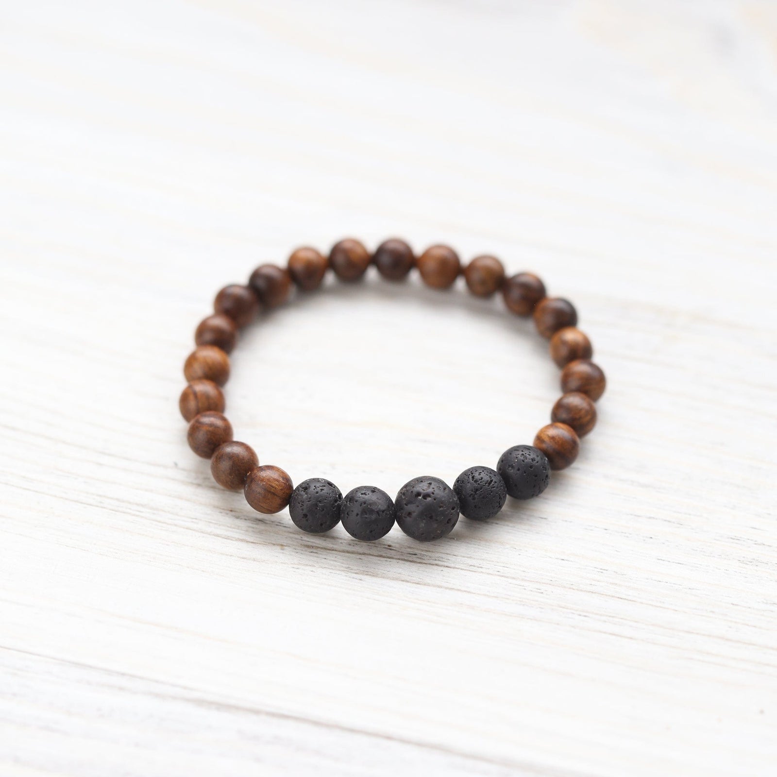 Wrist Malas Healing Wood and Lava Rock Bracelet
