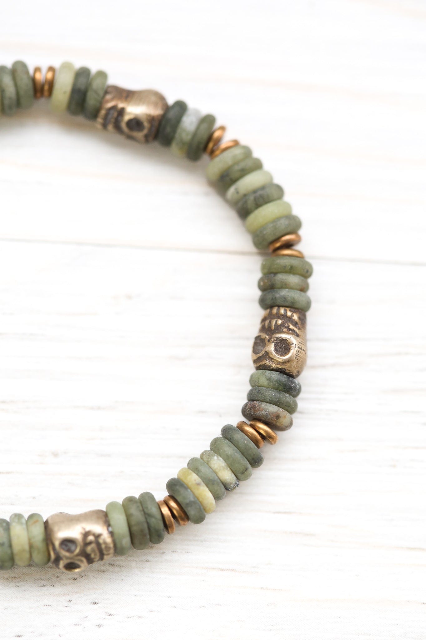 Wrist Malas Jade Traveler Skull Wrist Mala WM712