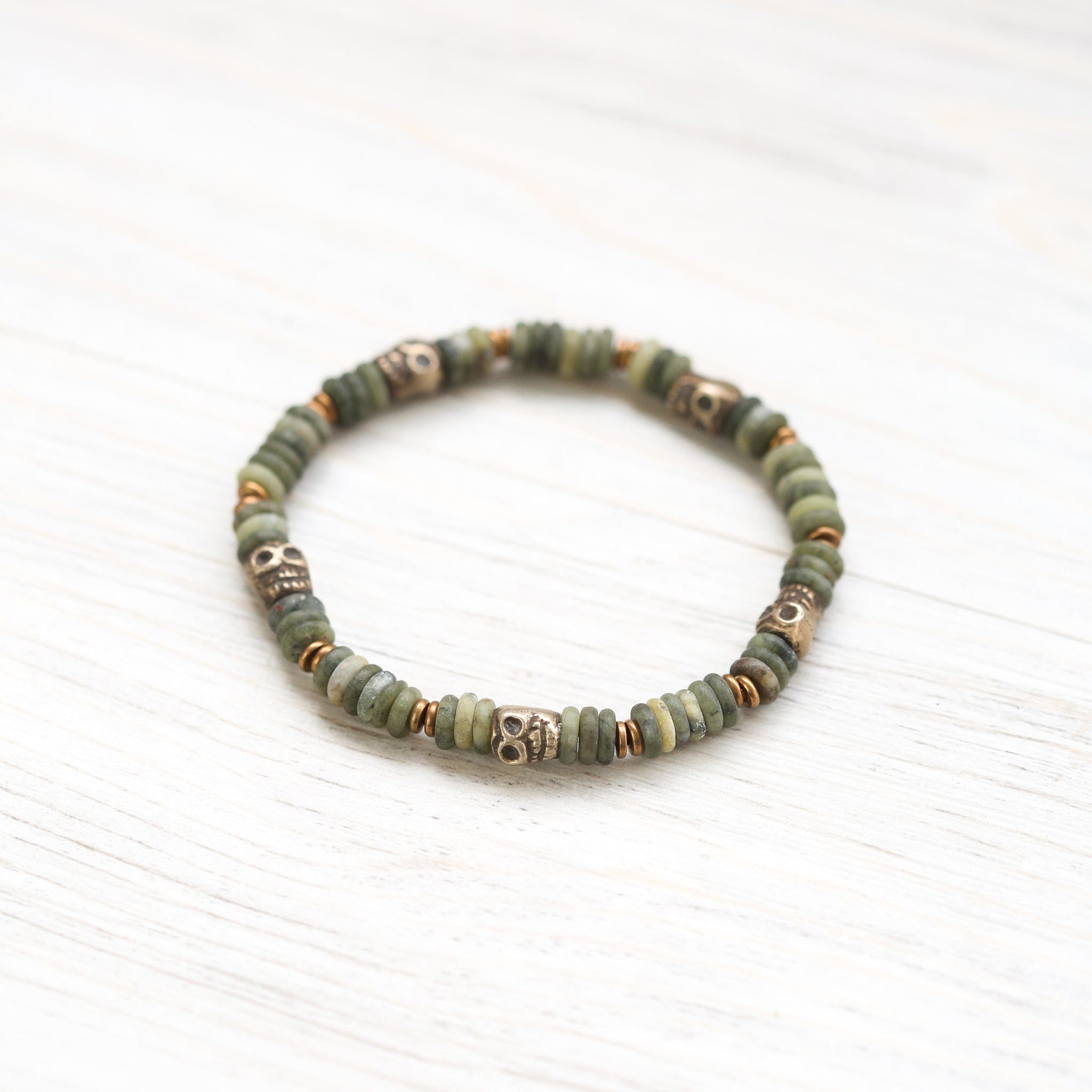 Wrist Malas Jade Traveler Skull Wrist Mala WM712