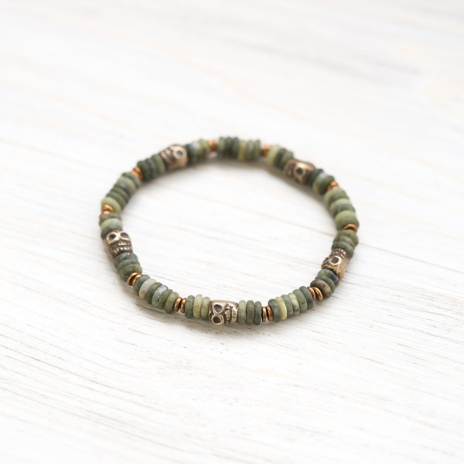 Wrist Malas Jade Traveler Skull Wrist Mala WM712