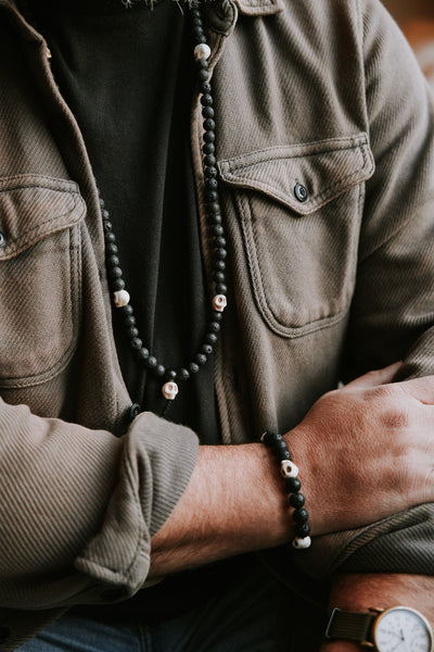 Wrist Malas Lava & Skull Reflection Mala Bracelet WM437