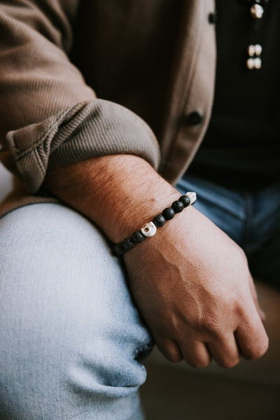 Wrist Malas Lava & Skull Reflection Mala Bracelet WM437
