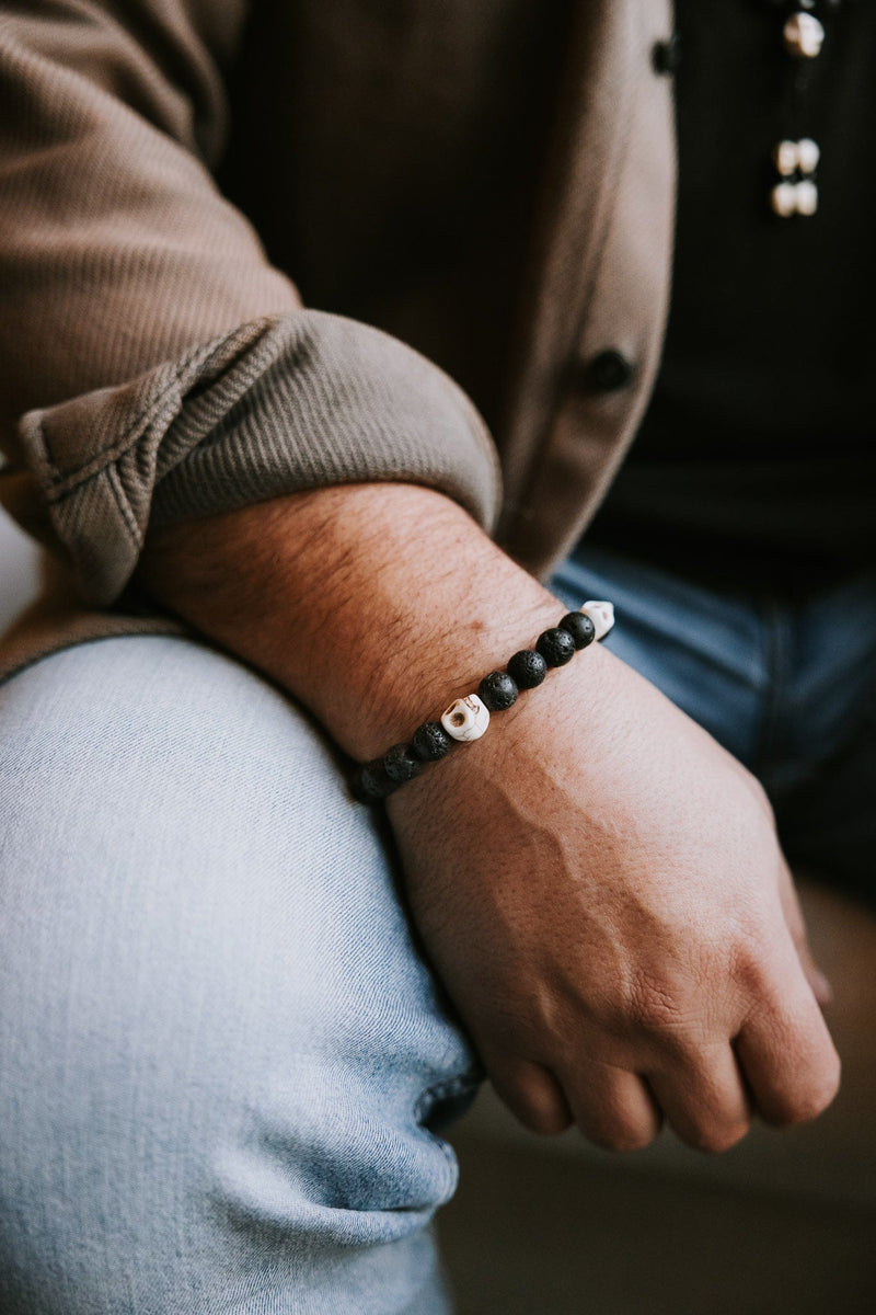 Wrist Malas Lava and Skull Reflection Wrist Mala WM437