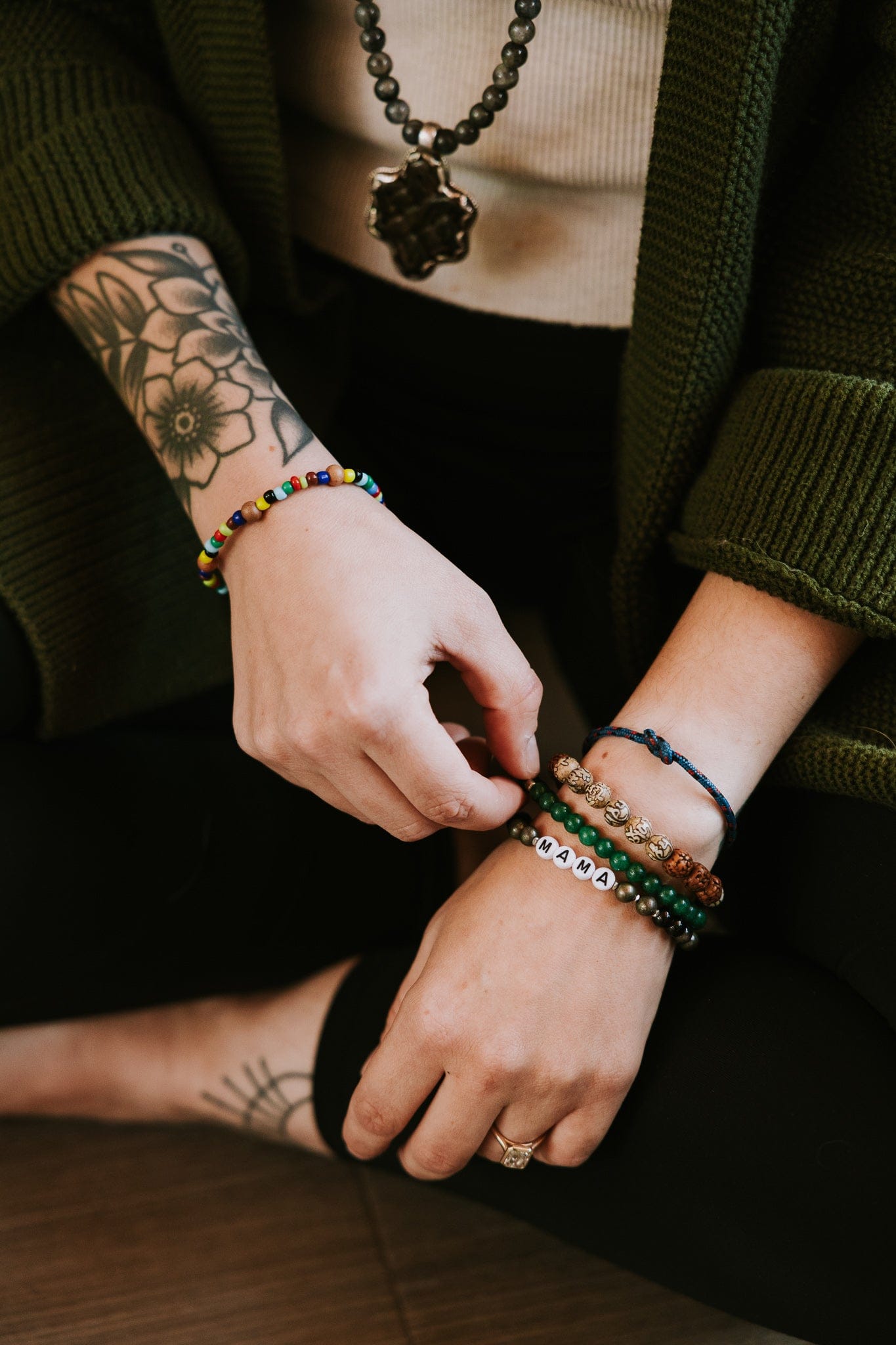 Wrist Malas Mindful Minis™ Mala Bracelet - Multicolor Sandalwood