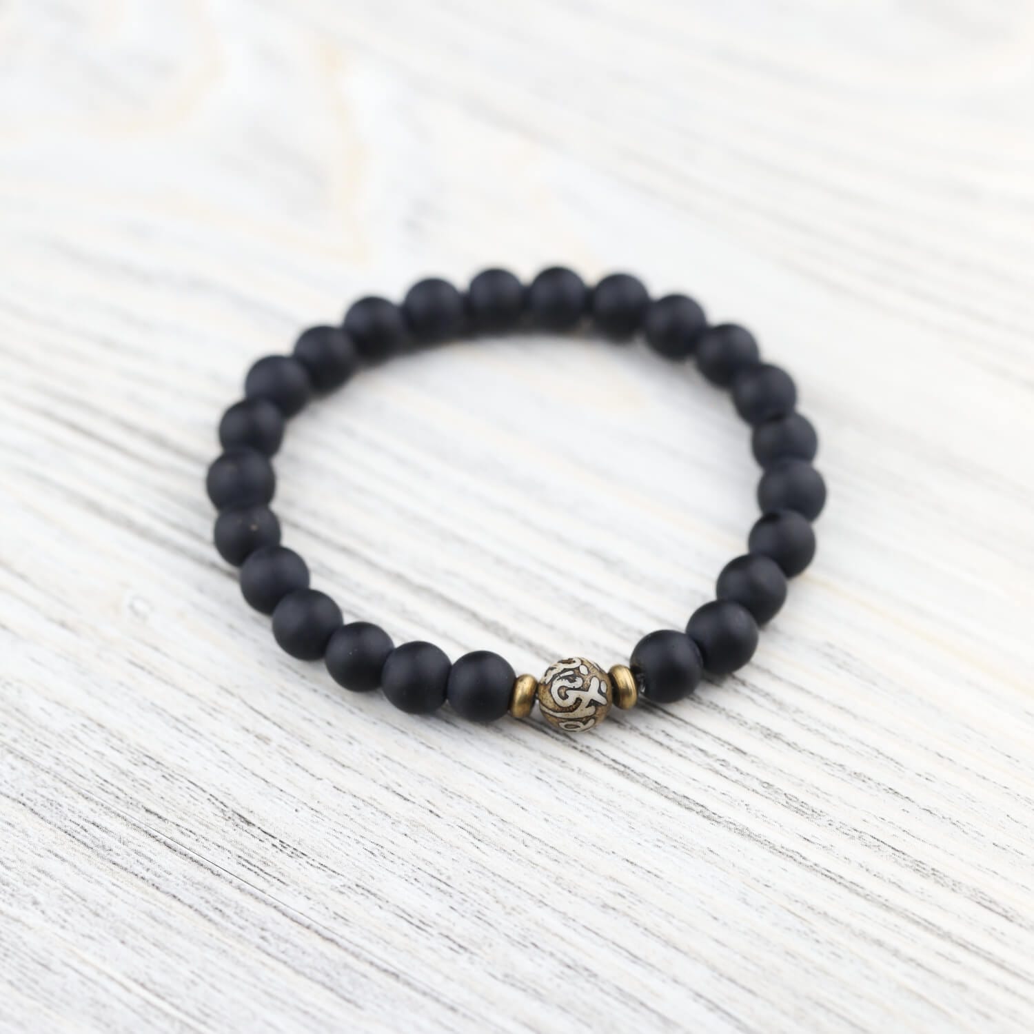 Wrist Malas Onyx with Om Mani