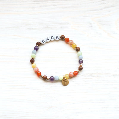 Wrist Malas Rainbow Letter Set / Large Mindful Minis™ Mala Bracelets for Parents & Kids WM704.dad-1